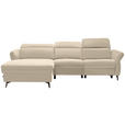 ECKSOFA in Echtleder Beige  - Beige/Schwarz, Natur, Leder/Metall (199/285cm) - Valnatura