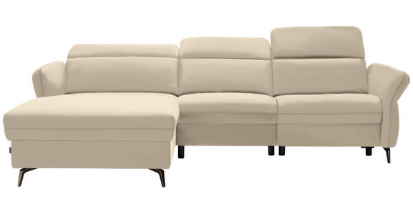 ECKSOFA in Echtleder Beige  - Beige/Schwarz, Natur, Leder/Metall (199/285cm) - Valnatura