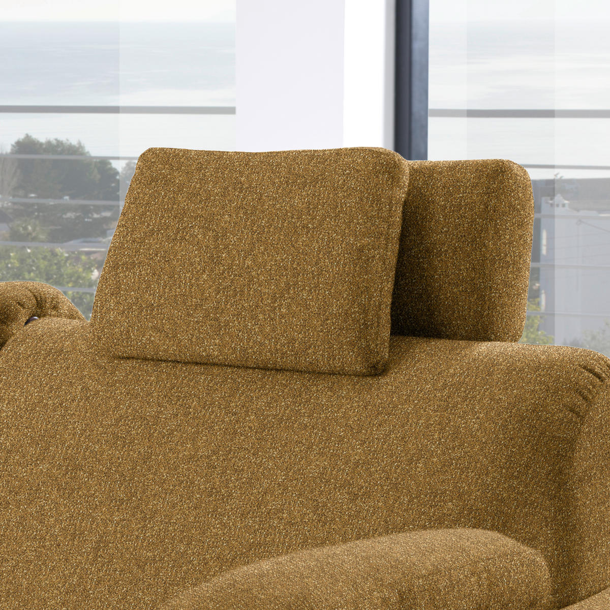 ECKSOFA  in Mikrovelours Senfgelb  203/261 cm  - Eichefarben/Senfgelb, KONVENTIONELL, Holz/Textil (203/261cm) - Sedda