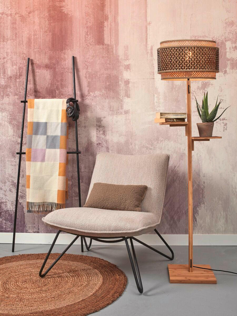 STEHLEUCHTE 40/160 cm    - Schwarz/Naturfarben, Trend, Holz (40/160cm) - Good & Mojo