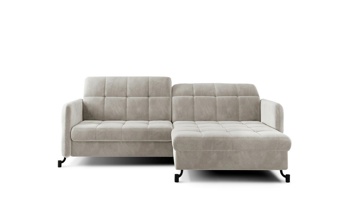 ECKSOFA in Plüsch Beige  225/160 cm  - Beige/Schwarz, Design, Textil/Metall (225/160cm) - MID.YOU
