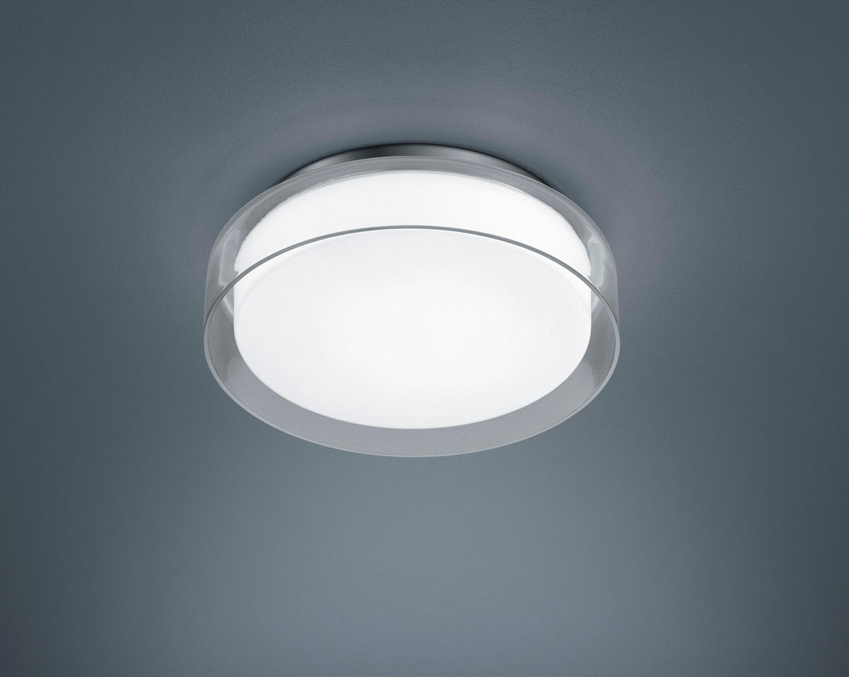 LED-BADEZIMMER-DECKENLEUCHTE Olvi 30/9 cm   - Chromfarben, Design, Glas/Metall (30/9cm) - Helestra