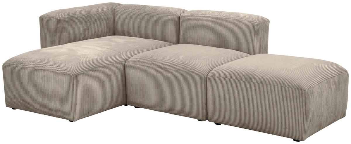 ECKSOFA in Cord Taupe  160/250 cm  - Taupe/Schwarz, Design, Kunststoff/Textil (160/250cm) - Max Winzer