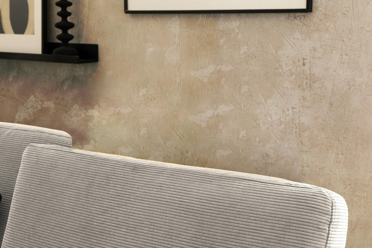 ECKSOFA in Cord Sandfarben  - Sandfarben/Schwarz, Design, Textil/Metall (185-209/298cm) - Pure Home Lifestyle