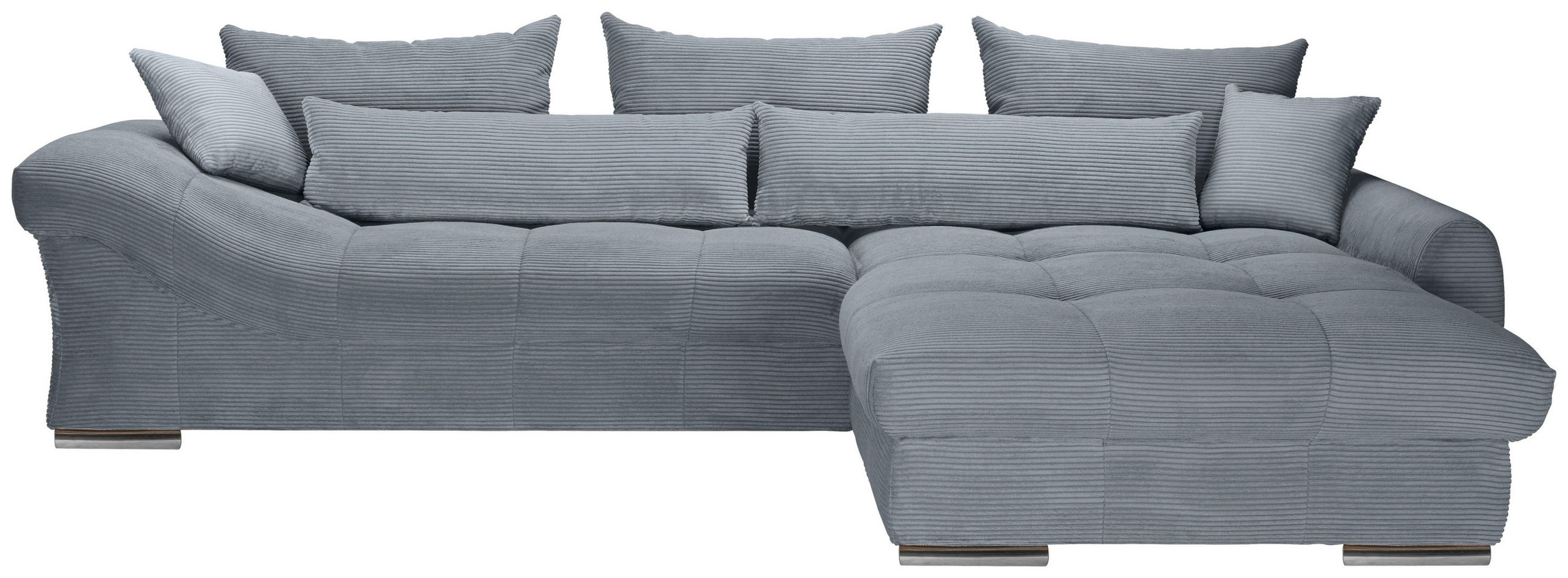 ECKSOFA Dunkelgrau Cord  - Chromfarben/Dunkelgrau, KONVENTIONELL, Textil/Metall (335/225cm) - Carryhome