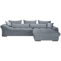 ECKSOFA Dunkelgrau Cord  - Chromfarben/Dunkelgrau, KONVENTIONELL, Textil/Metall (335/225cm) - Carryhome