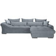 ECKSOFA Dunkelgrau Cord Zierkissen, Rückenkissen, Rücken echt  - Chromfarben/Dunkelgrau, KONVENTIONELL, Textil/Metall (335/225cm) - Carryhome