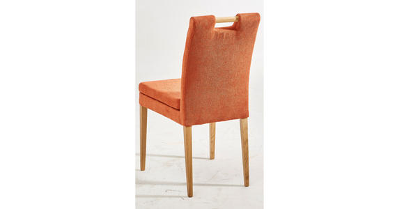 STUHL Webstoff Orange, Eichefarben  - Eichefarben/Orange, KONVENTIONELL, Holz/Textil (47/91,5/59cm) - Cantus