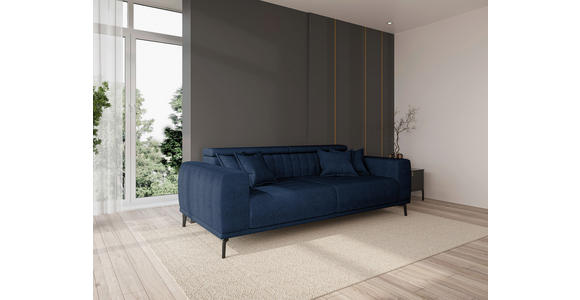 3-SITZER-SOFA  in Webstoff Dunkelblau  - Schwarz/Dunkelblau, KONVENTIONELL, Textil/Metall (240/80/113cm) - Carryhome