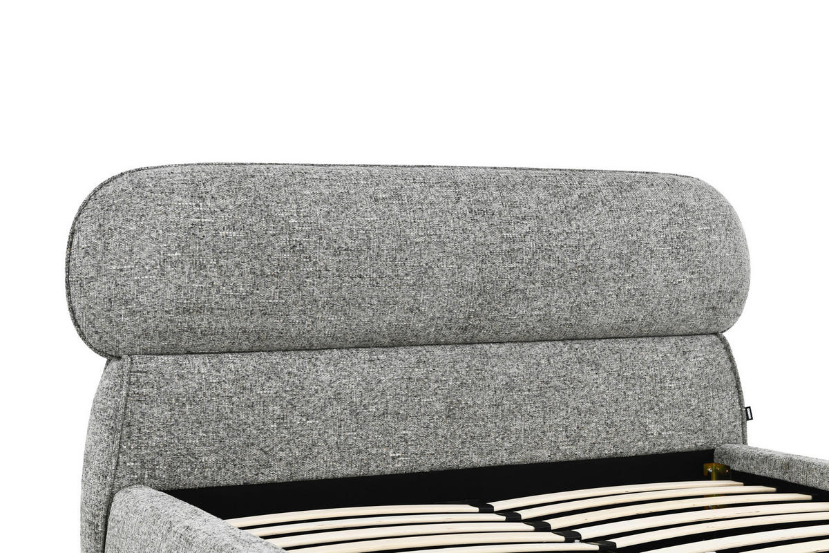 POLSTERBETT gepolstertes Kopfteil, Lattenrost 140/200 cm  in Grau  - Eichefarben/Schwarz, Design, Holz/Textil (140/200cm) - Boxxx