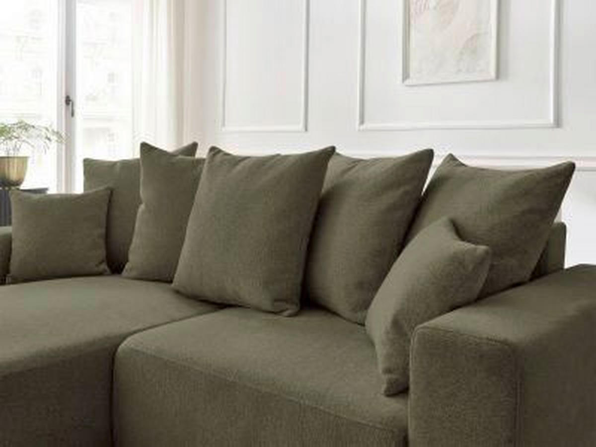 ECKSOFA Ottomane links  ATILLA Grün Flachgewebe  - Schwarz/Grün, MODERN, Kunststoff/Textil (149/244cm)