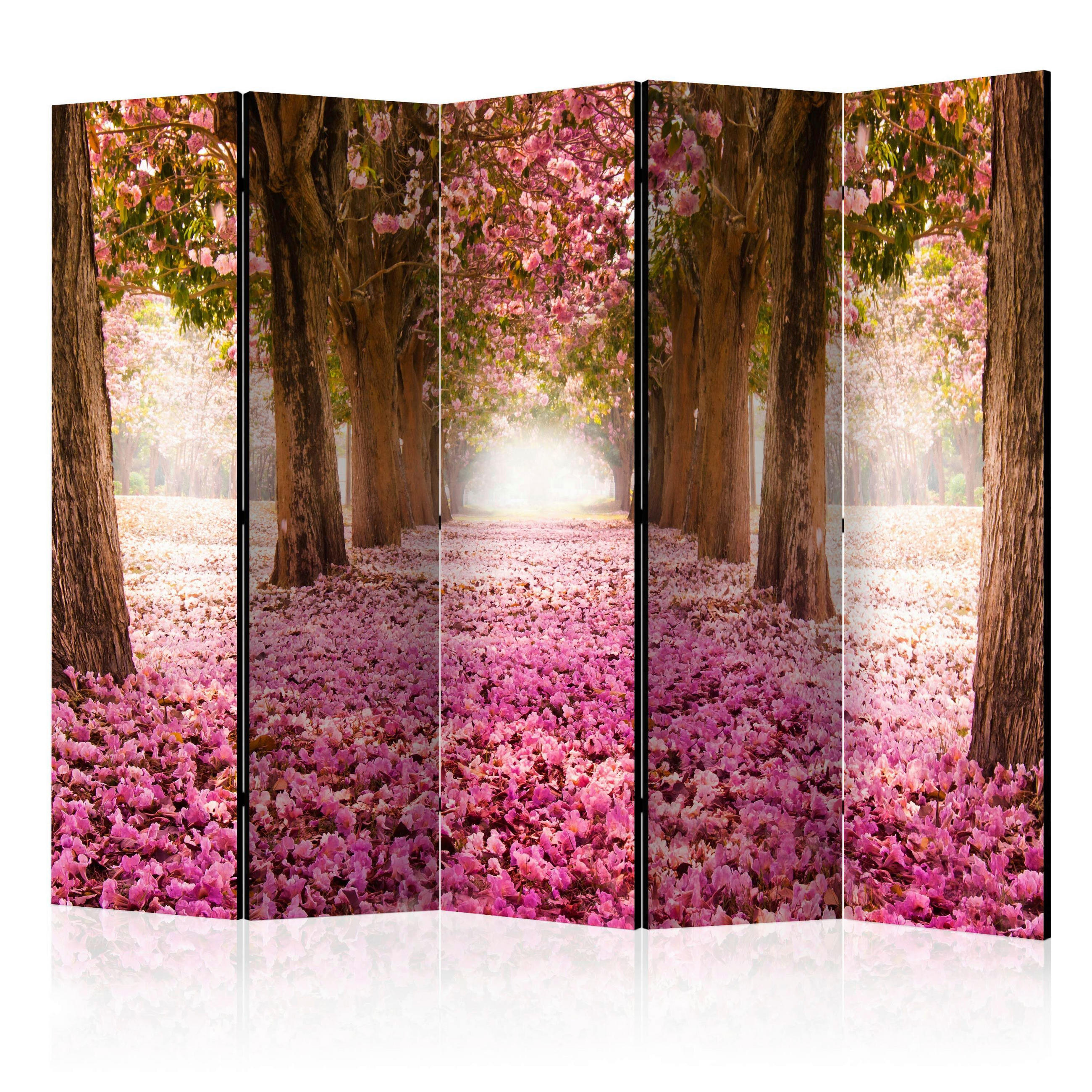 PARAVENT mit 5  Flügel - Pink/Braun, Basics, Holz/Textil (225/172/3cm) - artgeist