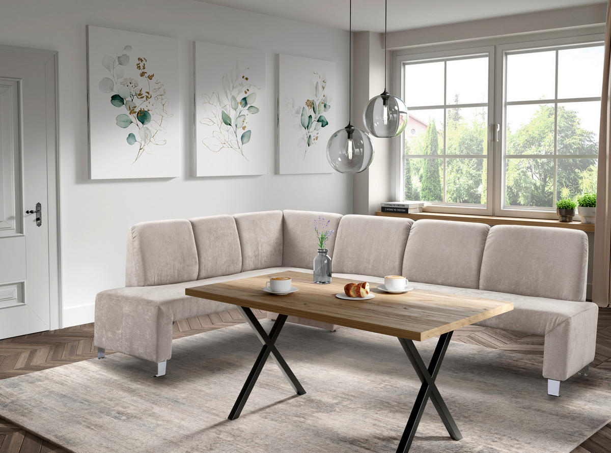 KLUPA KUTNA  boje pijeska  drvo, tekstil, drvni materijal      - srebrne boje/boje pijeska, Moderno, drvni materijal/drvo (263/198cm) - Livetastic