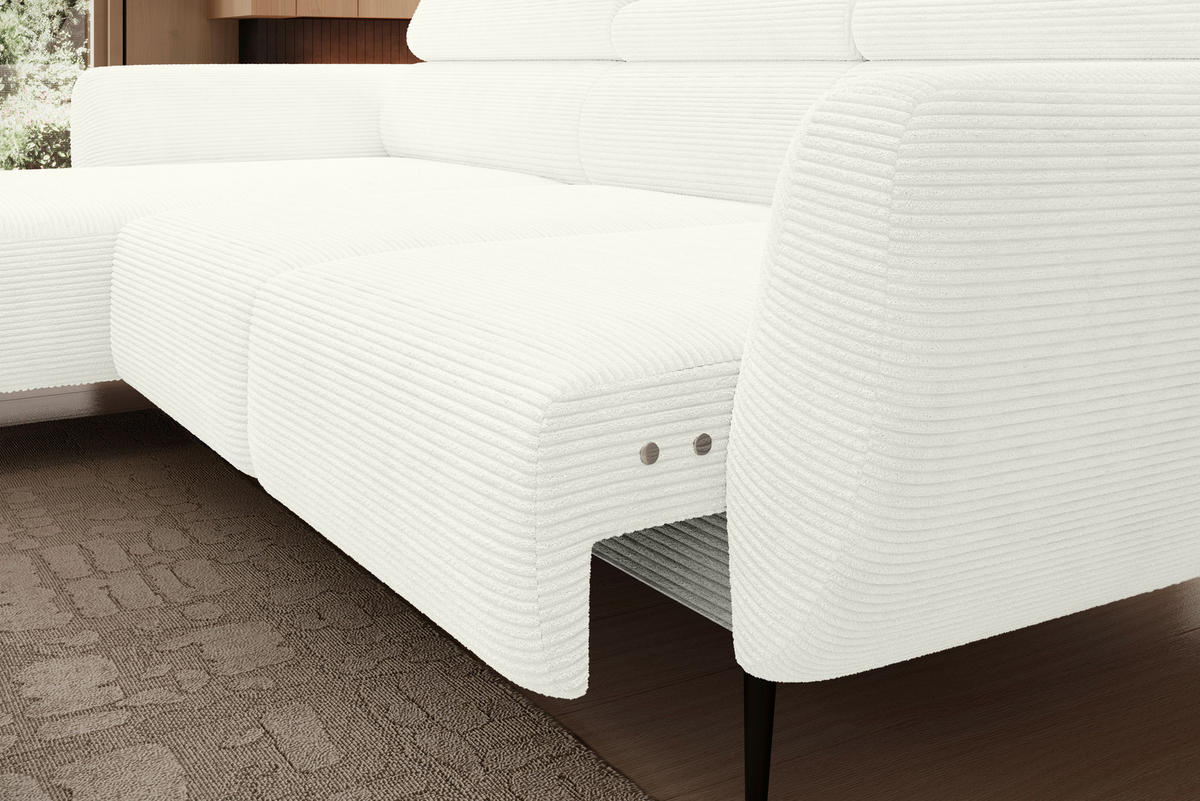 ECKSOFA in Cord Creme  174/277 cm  - Creme/Schwarz, KONVENTIONELL, Textil/Metall (174/277cm) - Carryhome