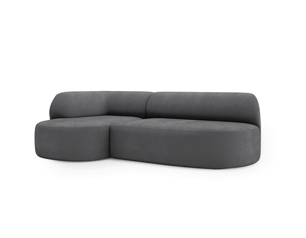 ECKSOFA Chenille Dunkelgrau  - Dunkelgrau/Schwarz, Design, Kunststoff/Textil (156/218cm) - Livetastic