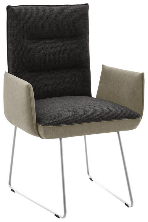 ARMLEHNSTUHL  in Stahl Flachgewebe  - Edelstahlfarben/Greige, Design, Textil/Metall (59/93/59cm) - Dieter Knoll