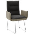 ARMLEHNSTUHL  in Stahl Flachgewebe  - Edelstahlfarben/Greige, Design, Textil/Metall (59/93/59cm) - Dieter Knoll