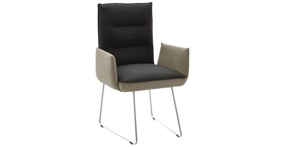 ARMLEHNSTUHL in Stahl Flachgewebe - Edelstahlfarben/Greige, Design, Textil/Metall (59/93/59cm) - Dieter Knoll