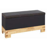 TRUHENBANK 121/61/45,5 cm Lederlook, Webstoff Braun, Grau, Eichefarben Wildeiche massiv  - Eichefarben/Braun, Design, Holz/Textil (121/61/45,5cm) - Linea Natura