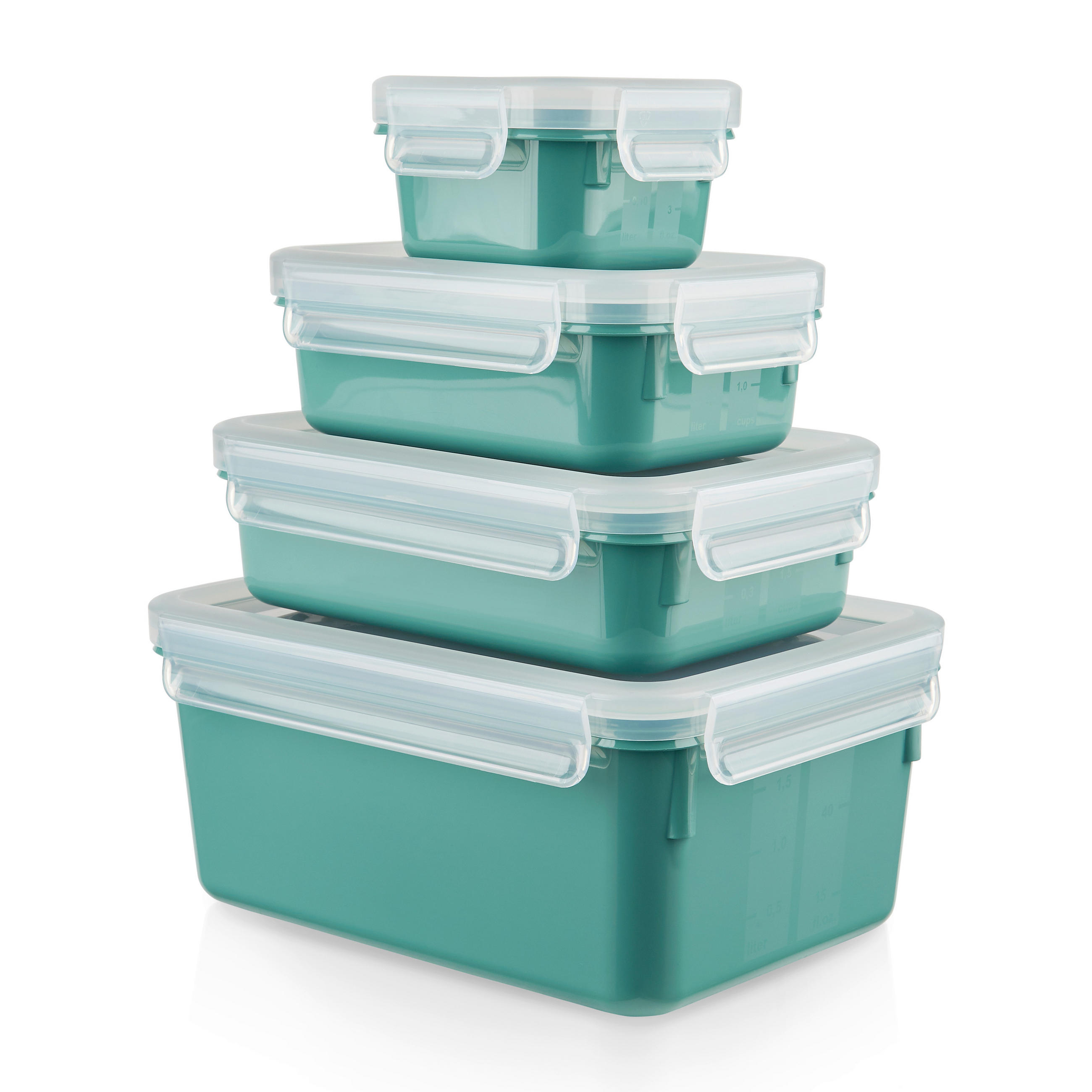 FRISCHHALTEDOSENSET CLIP & CLOSE COLOR EDITION 4-teilig  - Transparent/Petrol, Basics, Kunststoff (22,6/16,7/9,9cm) - Emsa