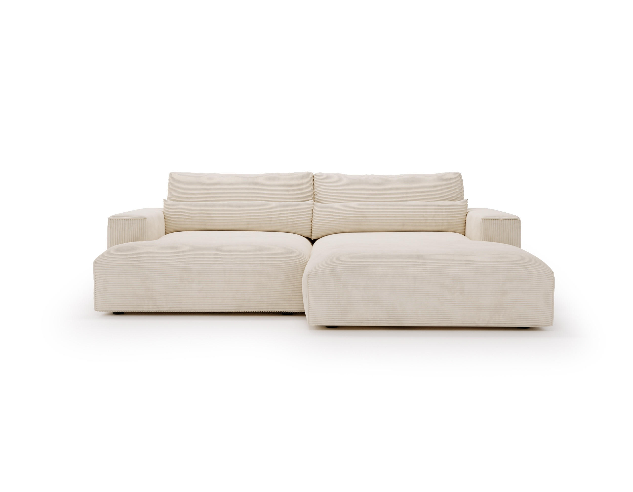 ECKSOFA in Cord Creme  267/187 cm  - Creme/Schwarz, Design, Kunststoff/Textil (267/187cm) - Stylife