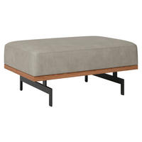 HOCKER in Holz, Leder Nussbaumfarben, Hellgrau  - Anthrazit/Nussbaumfarben, Design, Leder/Holz (100/44/65cm) - Joop!