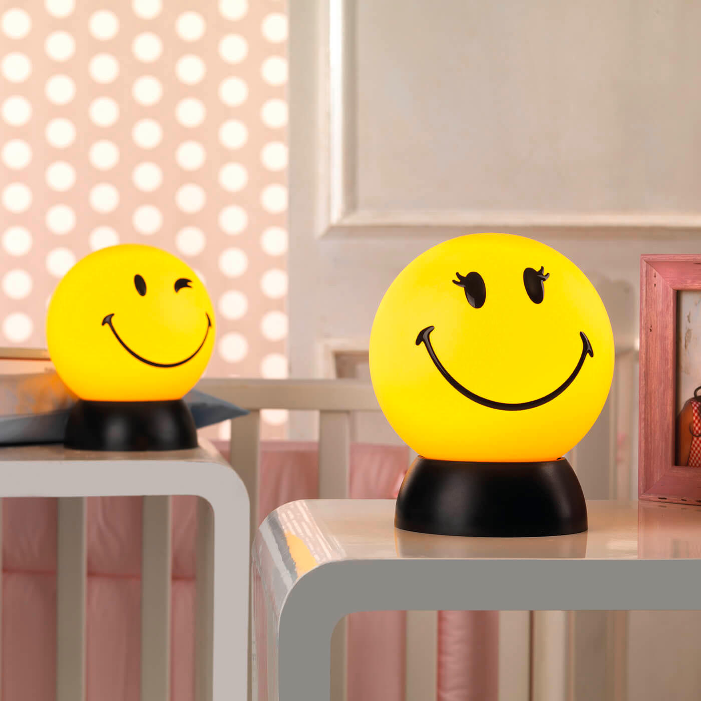 KINDERTISCHLEUCHTE 2001 SMILEY  - Hellgelb/Schwarz, Basics, Kunststoff (15/15/20cm)
