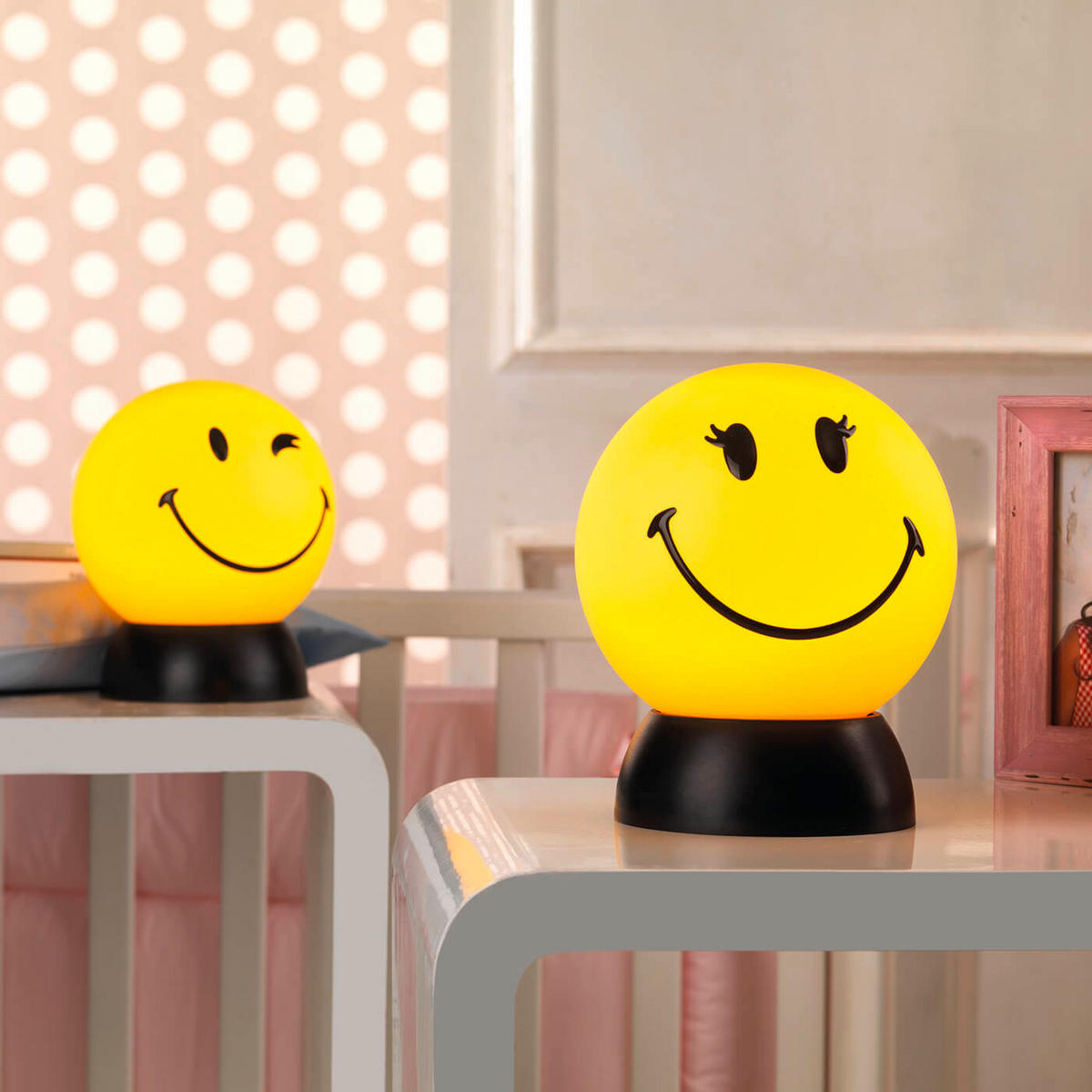 KINDERTISCHLEUCHTE 2001 SMILEY  - Hellgelb/Schwarz, Basics, Kunststoff (15/15/20cm)