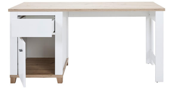 SCHREIBTISCH 160/65/80 cm in Weiß, Eiche Artisan - Graphitfarben/Weiß, KONVENTIONELL, Holzwerkstoff/Kunststoff (160/65/80cm) - Hom`in