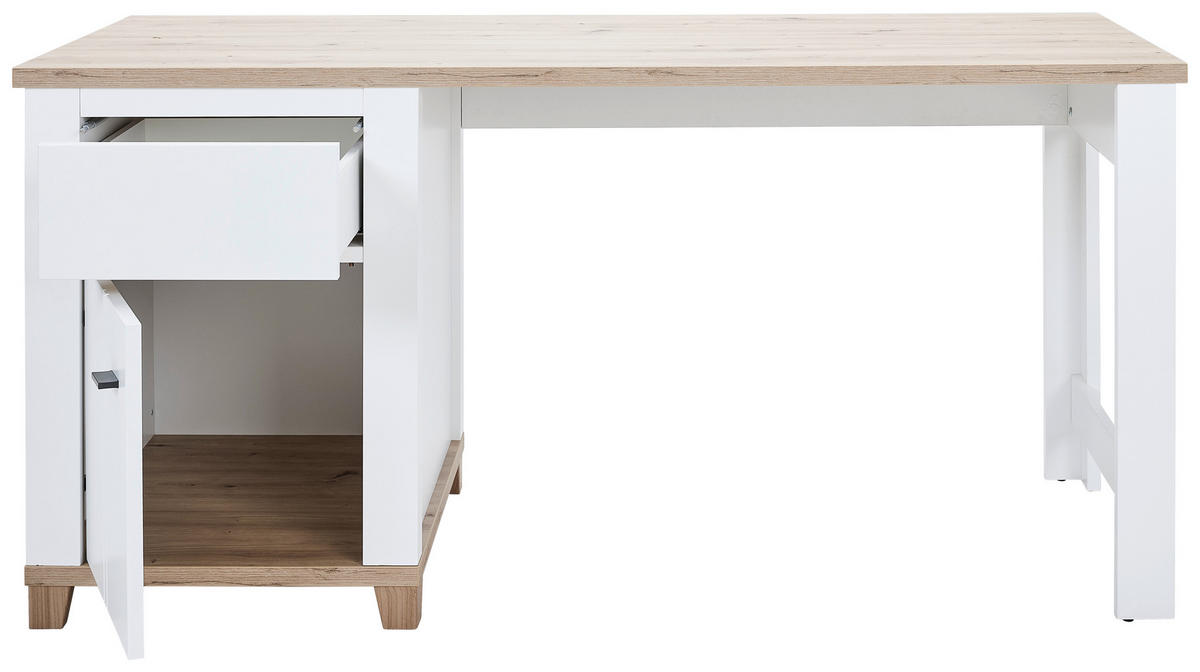 SCHREIBTISCH 160/65/80 cm  in Weiß, Eiche Artisan  - Graphitfarben/Weiß, KONVENTIONELL, Holzwerkstoff/Kunststoff (160/65/80cm) - Hom`in