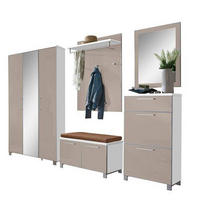 GARDEROBE 6-teilig  in 245/195/40 cm  - Taupe/Weiss, Design, Glas/Holzwerkstoff (245/195/40cm)