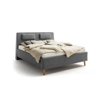 POLSTERBETT 180/200 cm,  in Grau,  - Eichefarben/Grau, Design, Holz/Textil (180/200cm) - Schöner Wohnen