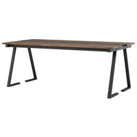 ESSTISCH Teakholz massiv Schwarz, Teakfarben  - Schwarz/Teakfarben, Design, Holz/Metall (200/90/75cm) - Livetastic