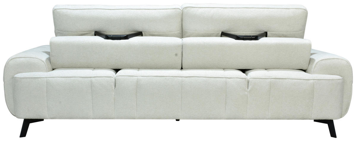 2-SITZER-SOFA Chenille Creme  - Creme/Schwarz, Design, Kunststoff/Textil (230/84/104/111/122cm) - Livetastic