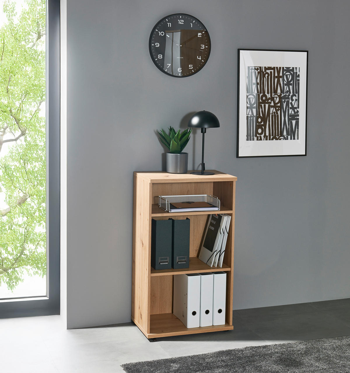 AKTENREGAL Eiche Artisan  - Schwarz/Eiche Artisan, MODERN, Holzwerkstoff/Kunststoff (54/95/38cm) - MID.YOU