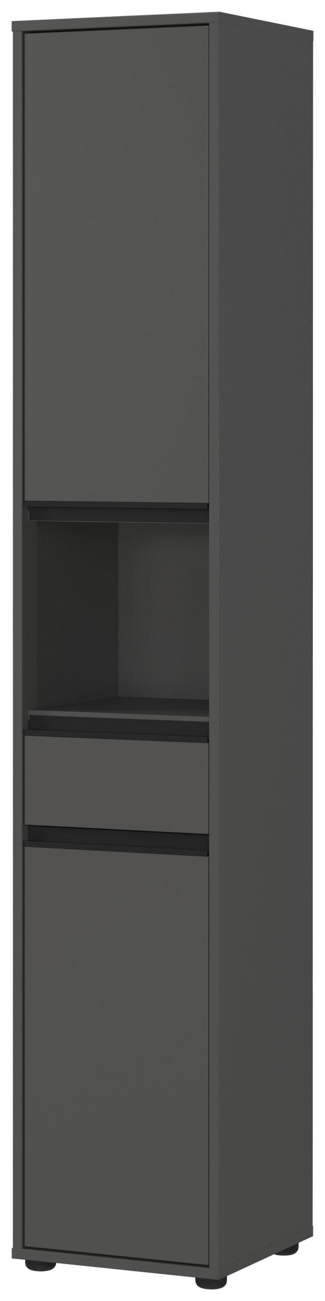 HOCHSCHRANK 33/181/34 cm  - Graphitfarben/Schwarz, MODERN, Holzwerkstoff/Kunststoff (33/181/34cm) - Germania
