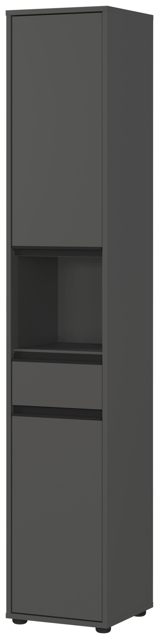 HOCHSCHRANK 33/181/34 cm  - Graphitfarben/Schwarz, MODERN, Holzwerkstoff/Kunststoff (33/181/34cm) - Germania