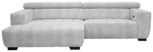 ECKSOFA in Webstoff Hellgrau  - Hellgrau/Schwarz, Konventionell, Textil/Metall (182/279cm) - Hom`in