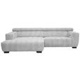 ECKSOFA in Webstoff Hellgrau  - Hellgrau/Schwarz, KONVENTIONELL, Textil/Metall (182/279cm) - Hom`in