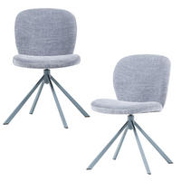 STUHL-SET 2 Stück , Sitzfläche 360° drehbar , Bouclé  - Blau, MODERN, Textil/Metall (58/80/65cm) - Livetastic