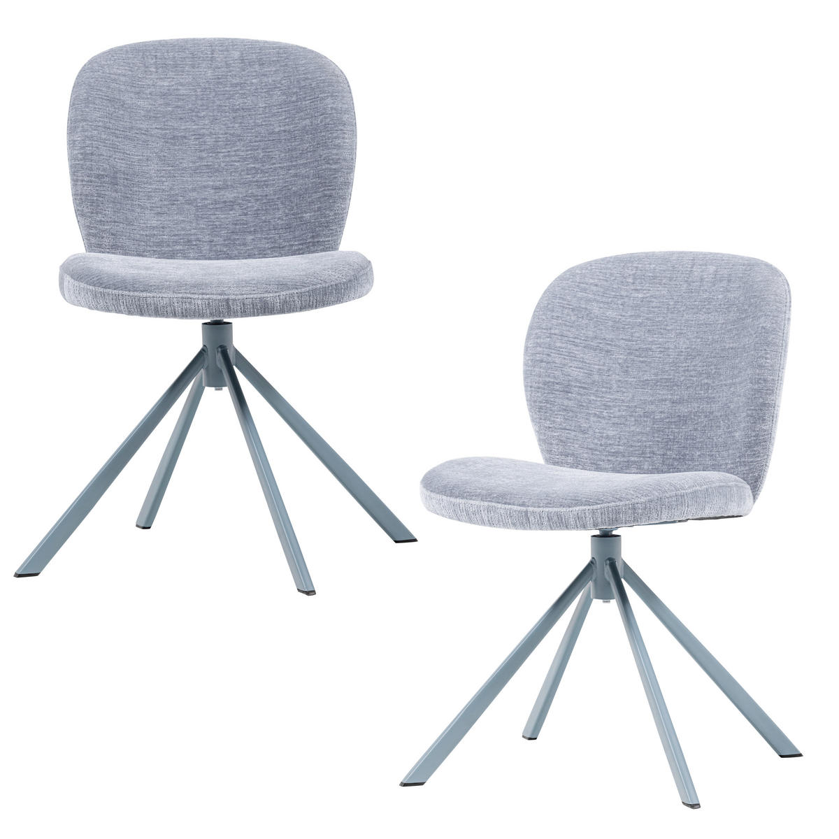 STUHL-SET 2 Stück , Sitzfläche 360° drehbar , Bouclé  - Blau, MODERN, Textil/Metall (58/80/65cm) - Livetastic