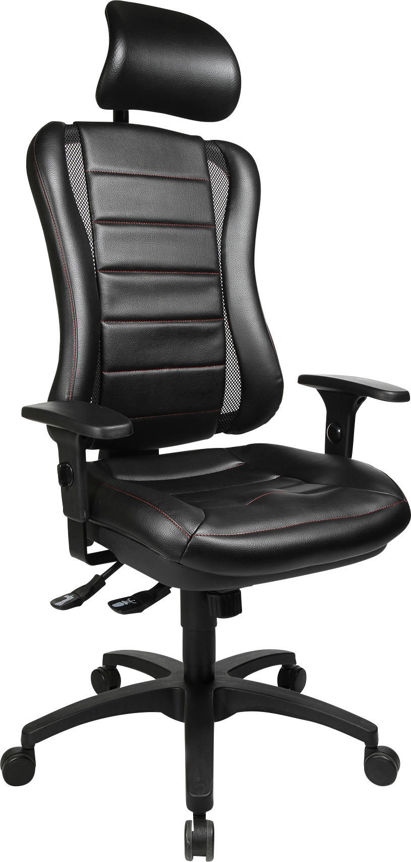 CHEFSESSEL Lederlook Schwarz, Alufarben  - Rot/Schwarz, Design, Kunststoff/Textil (50/121-150/47cm) - Topstar