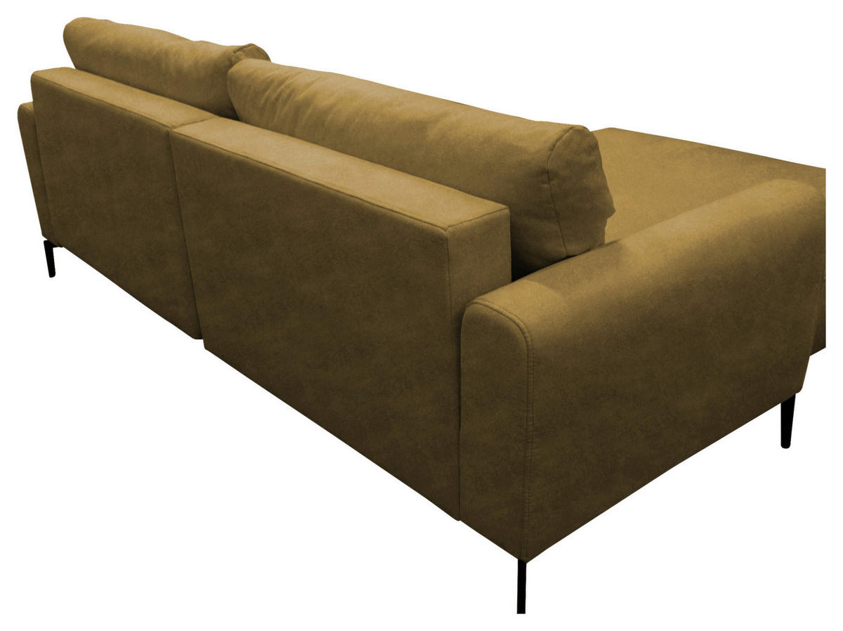 ECKSOFA in Flachgewebe Gelb  163/240 cm  - Gelb/Schwarz, Design, Textil/Metall (163/240cm) - MID.YOU