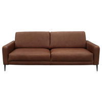 3-SITZER-SOFA Echtleder Dunkelbraun  - Dunkelbraun/Schwarzchrom, Design, Leder/Metall (187/85/92cm) - Livetastic