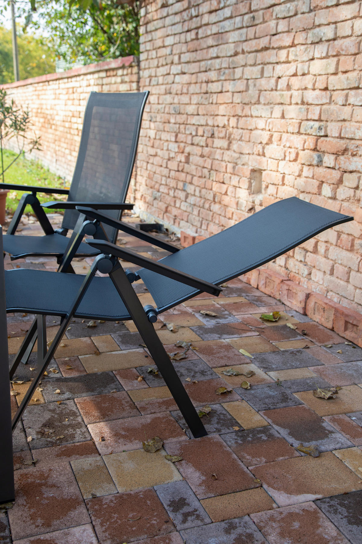 GARTENSET beschichtet Aluminium  - Anthrazit/Schwarz, Basics, Textil/Metall (160+60/98/74cm) - Acamp