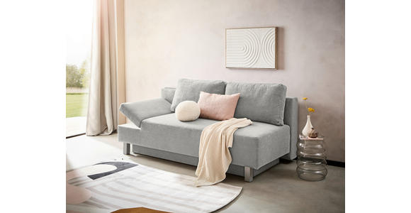 SCHLAFSOFA Flachgewebe Hellgrau - Chromfarben/Hellgrau, Design, Holz/Textil (205/77-93/99cm) - Novel