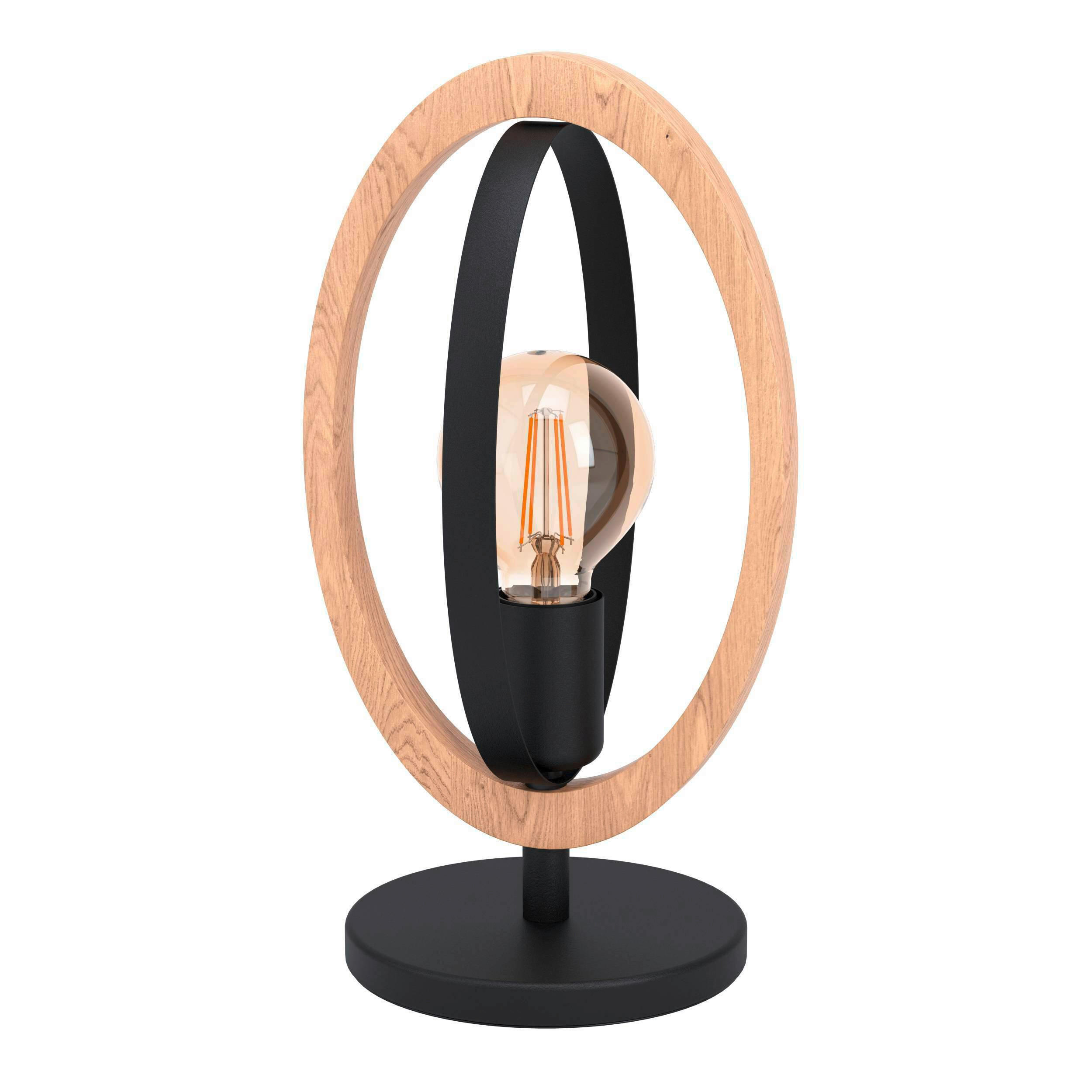 BORDSLAMPA   - svart/naturfärgad, Basics, metall/trä (35cm) - Eglo