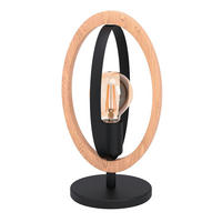 BORDSLAMPA   - svart/naturfärgad, Basics, metall/trä (35cm) - Eglo