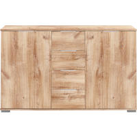 KOMMODE , 130/83/41 cm, 4 Schublade(n)  - Chromfarben/Eichefarben, Design, Holzwerkstoff/Kunststoff (130/83/41cm) - Carryhome