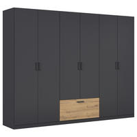 KLEIDERSCHRANK 271/210/54 cm,  in Grau, Eiche Artisan, 6-türig  - Eiche Artisan/Grau, Basics, Holzwerkstoff/Metall (271/210/54cm) - Rauch Möbel